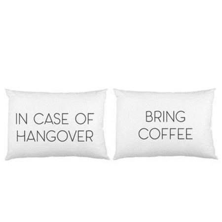 ONE BELLA CASA One Bella Casa 74518PCE59 15 x 19 in. In Case of Hangover Pillowcases; Black - Set of 2 74518PCE59